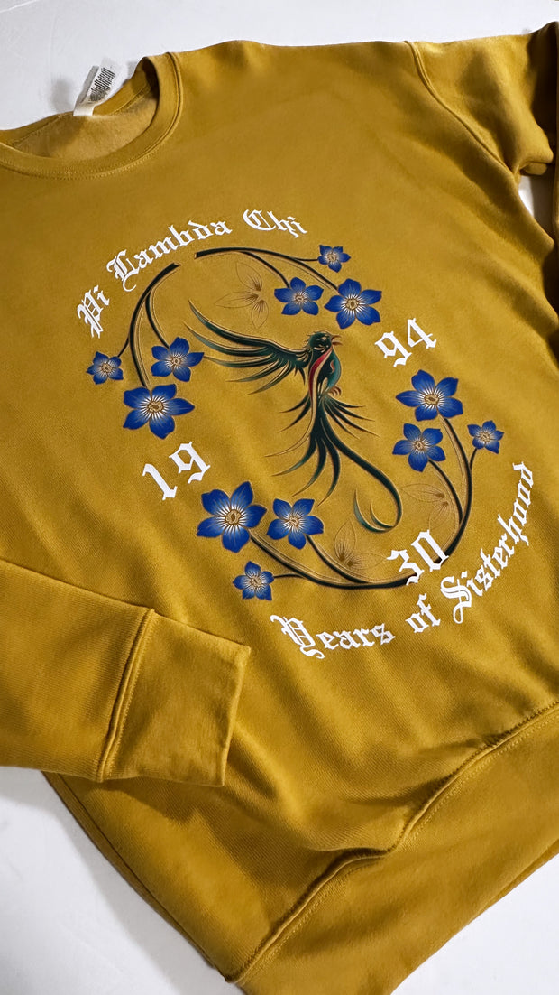 30th Anniversary Mustard Crewneck Sweatshirt - Full Color Front